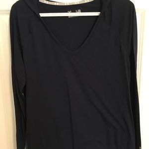 Navy blue hooded top. Size L
